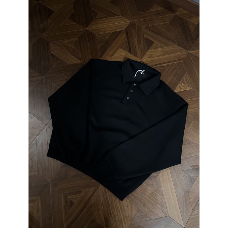 Polo majica s dugim rukavima, labav kroj, 100% poliester, japanski retro stil