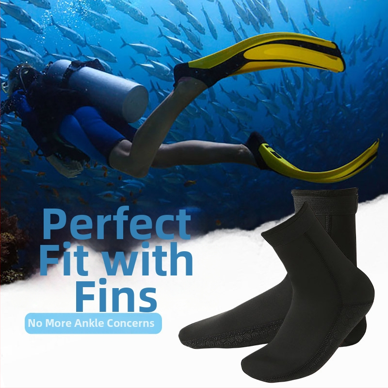 Niršanas zeķes, 3 mm, SBR materiāls, ārkārtīgi elastīgs audums, flipper zeķu stils