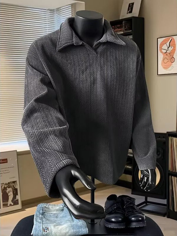 Tricou polo cu mâneci lungi - decolteu în V, croială lejeră, 96% poliester