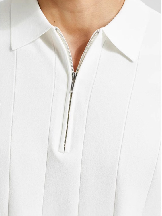 Tricou polo tricotat pentru bărbați, cu guler lapel, mâneci scurte, amestec poliester, stil britanic, vară 2025