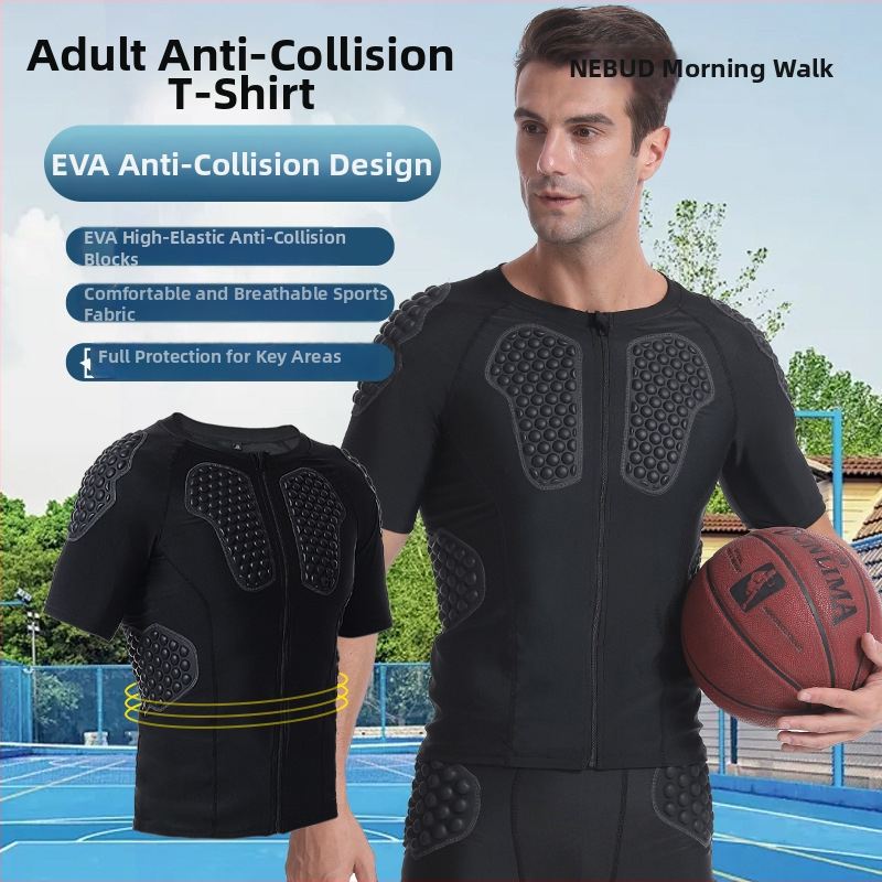 Kombinuotos sportinės apsaugos viršus — peties, krūtinės ir juosmens apsauga; medžiaga spandeksas; prekės ženklas Morning Walk; tinkamas regbiui