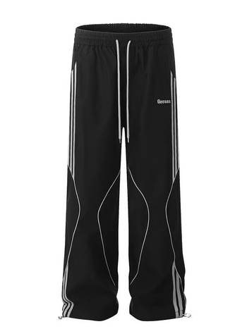 Ženske ravne casual hlače, Polyester 95%+, Srednji porast, Srednja debljina, Jesen 2024, Street fashion