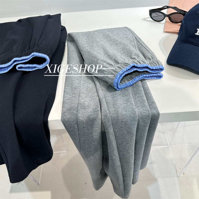 Pamučne hlače s patchworkom, širokih nogavica, visokim strukom, casual, dugačke