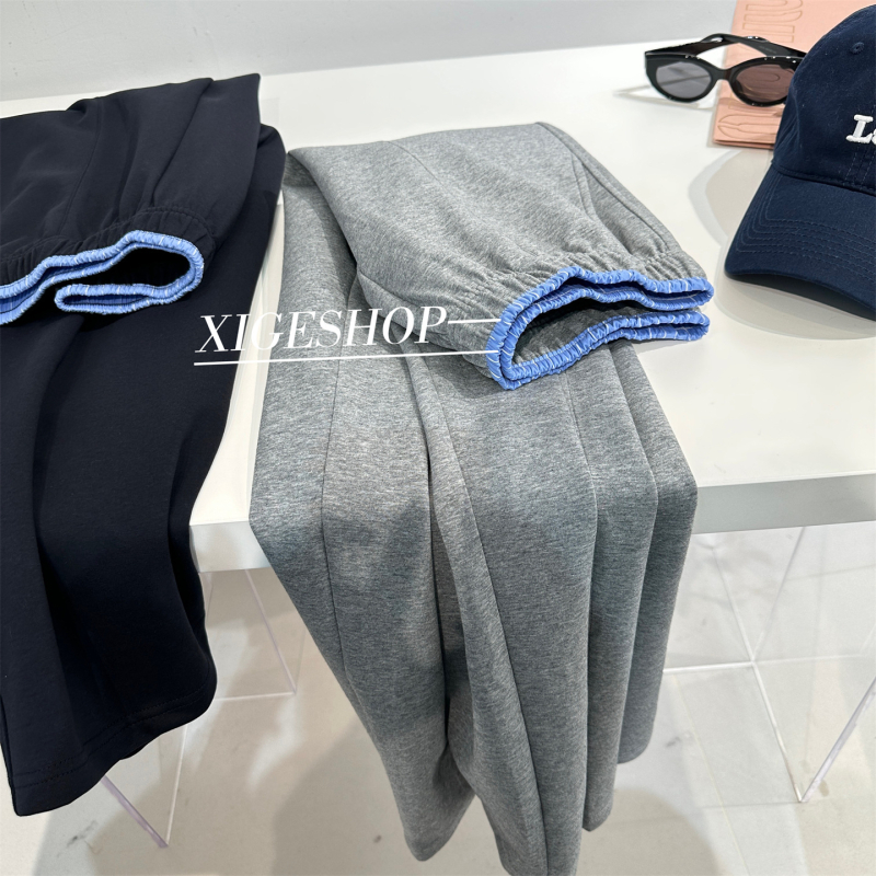 Pamučne hlače s patchworkom, širokih nogavica, visokim strukom, casual, dugačke