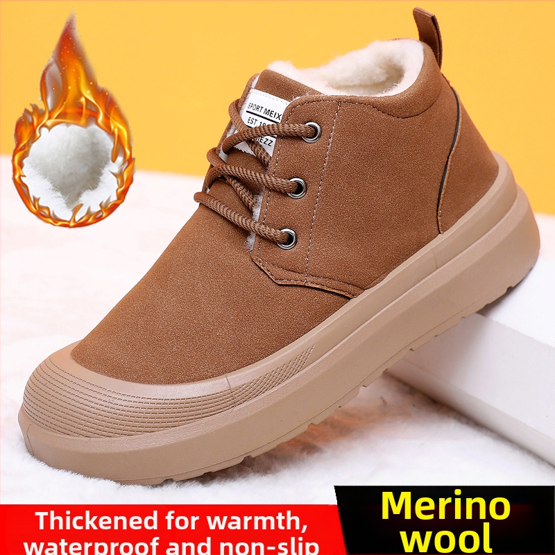 Vyriniai žieminiai sniego batai, anti-slip padas, šilta, viršus audinys, vidinė vilna, raišteliai