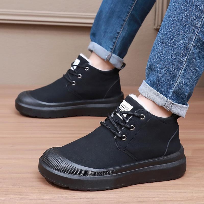 Vyriniai žieminiai sniego batai, anti-slip padas, šilta, viršus audinys, vidinė vilna, raišteliai