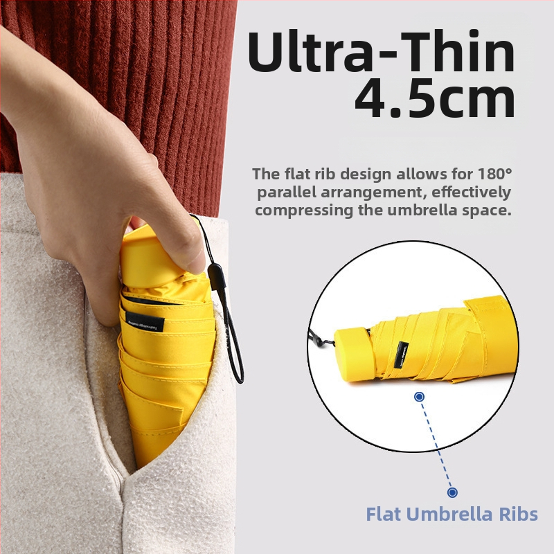 Viisiosaline päikesekaitsevarjus, käsitsi avamine, 6 ribad, UPF > 50, 210T kangas