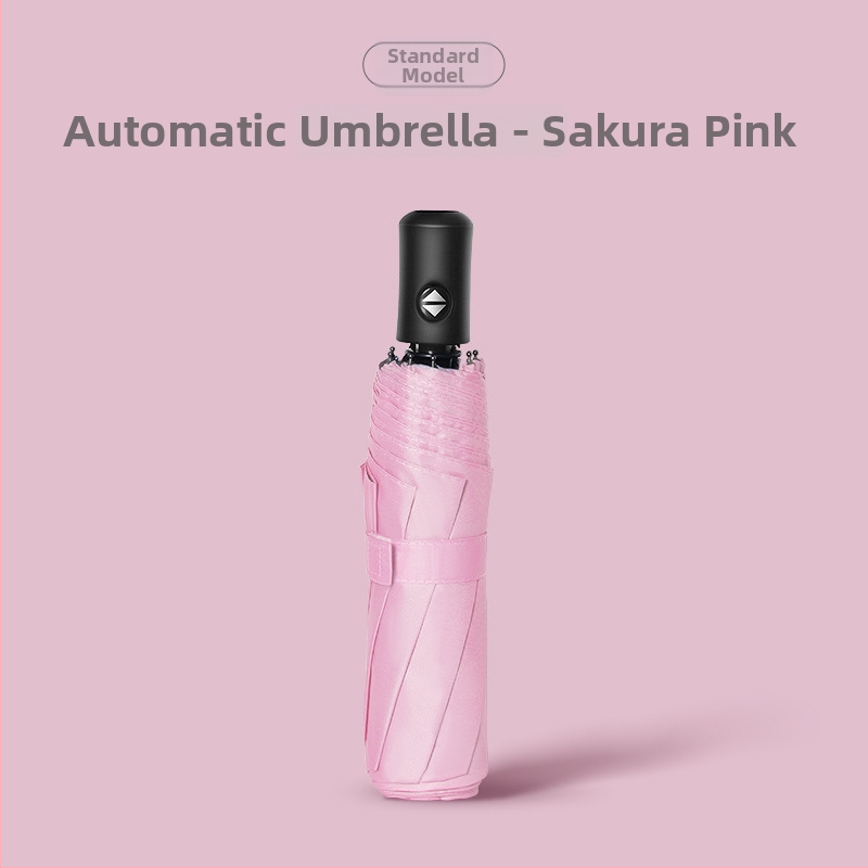 Automātisks trīsdaļīgs lietussargs ar 8 ribām, plastmasas kupols, alumīnija rokturis