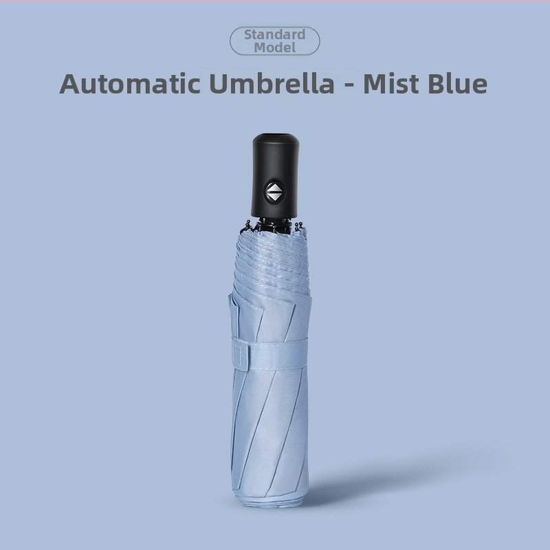 Automātisks trīsdaļīgs lietussargs ar 8 ribām, plastmasas kupols, alumīnija rokturis