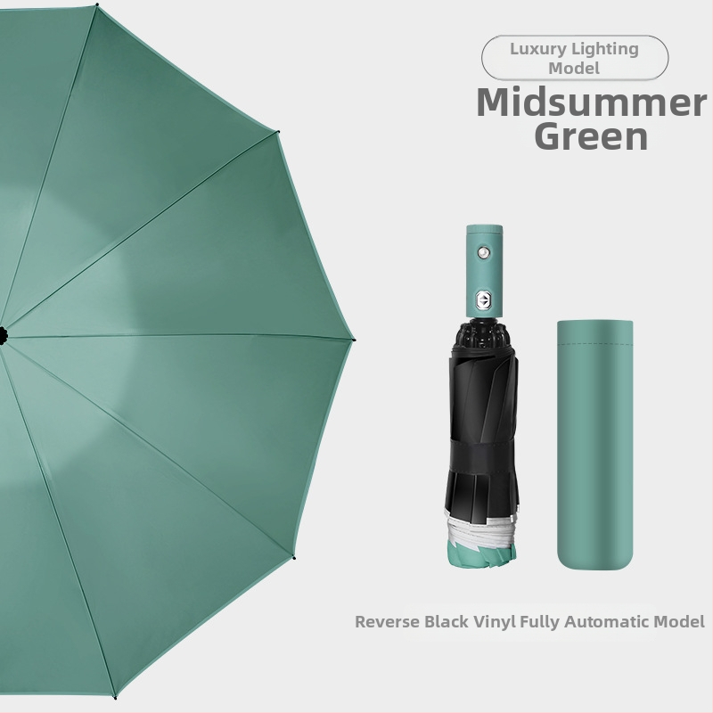 Automātisks trīsdaļīgs lietussargs ar 8 ribām, plastmasas kupols, alumīnija rokturis