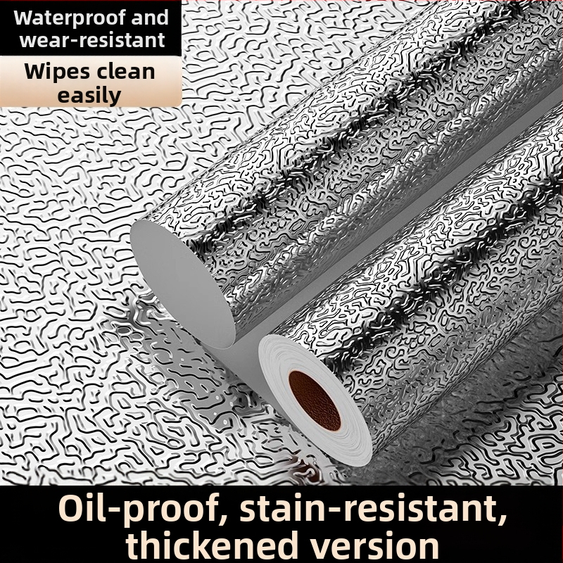 Savarankiškai klijuojamas virtuvės sienos lipdukas – iš aliuminio folijos, alyvos atsparus, ugniai atsparus ir aukštai temperatūrai atsparus, vandeniui atsparus, 1 lapas