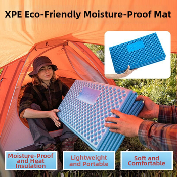 Skladaná joga podložka, hrubšia a vodeodolná na piknik v prírode; materiál PE Cotton, IXPE tkanina