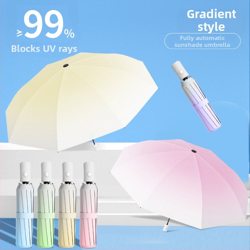 Ομπρέλα Gradient, πλήρως αυτόματη για βροχή ή ήλιο, με 8 μεταλλικά ραβδιά, ανθεκτική στον άνεμο, UPF 50+