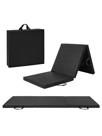 Sulankstomas fitneso kilimėlis su sutirštinta kempine ir drobės danga, tinka pilvo presui, kalistenijai, šokių treniruotėms ir namų mankštoms (1 vnt.)