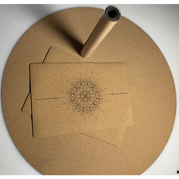 Podloga za jogu, prirodni pluta kaučuk, 700 g, 5 mm, geometrijski uzorak, mogućnost prilagodbe