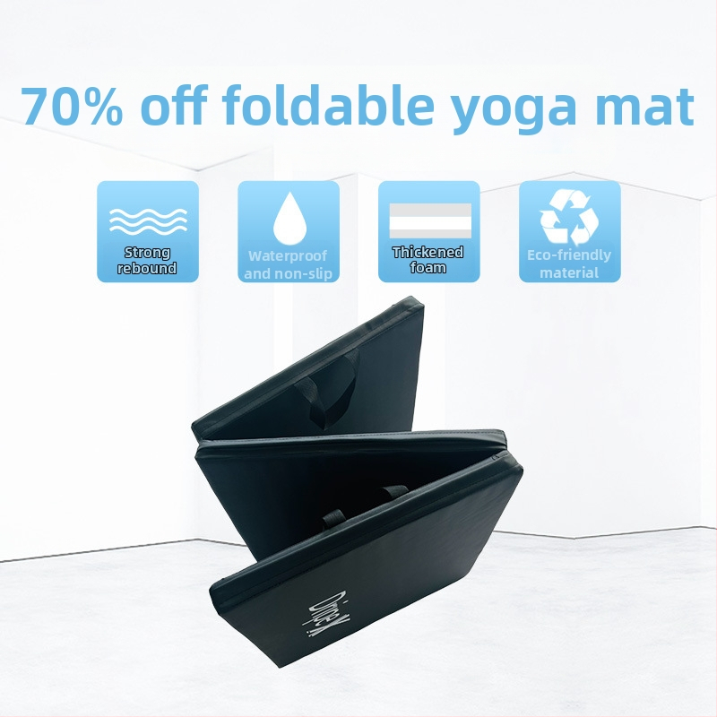 Trīsdaļīga salokāma vingrošanas un jogas paklājs ar PU ādas virsu un iekšējo PE kokvilnas oderi, bērnu sporta aizsargājošs paklājiņš fitnesam un dejām