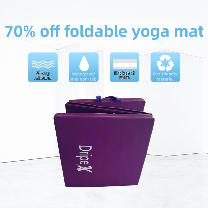 Trīsdaļīga salokāma vingrošanas un jogas paklājs ar PU ādas virsu un iekšējo PE kokvilnas oderi, bērnu sporta aizsargājošs paklājiņš fitnesam un dejām