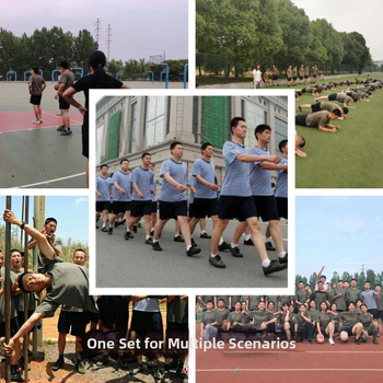 Unisex treniruotės komplektas – medvilnės mišinio, greitas džiūvimas, drėgmės valdymas, vienspalvis, vasara, marškinėliai ir šortai