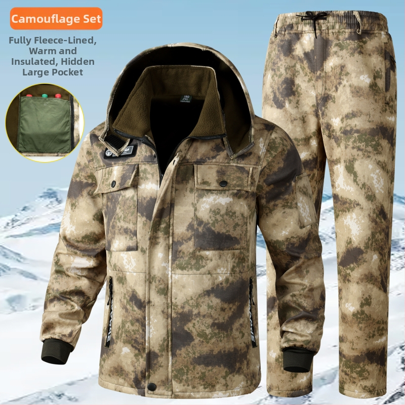 Kamufliažinės darbo aprangos komplektas su fliso pamušalu žiemai-rudenai, poliesteris, šilta ir atspari dėvėjimuisi, unisex