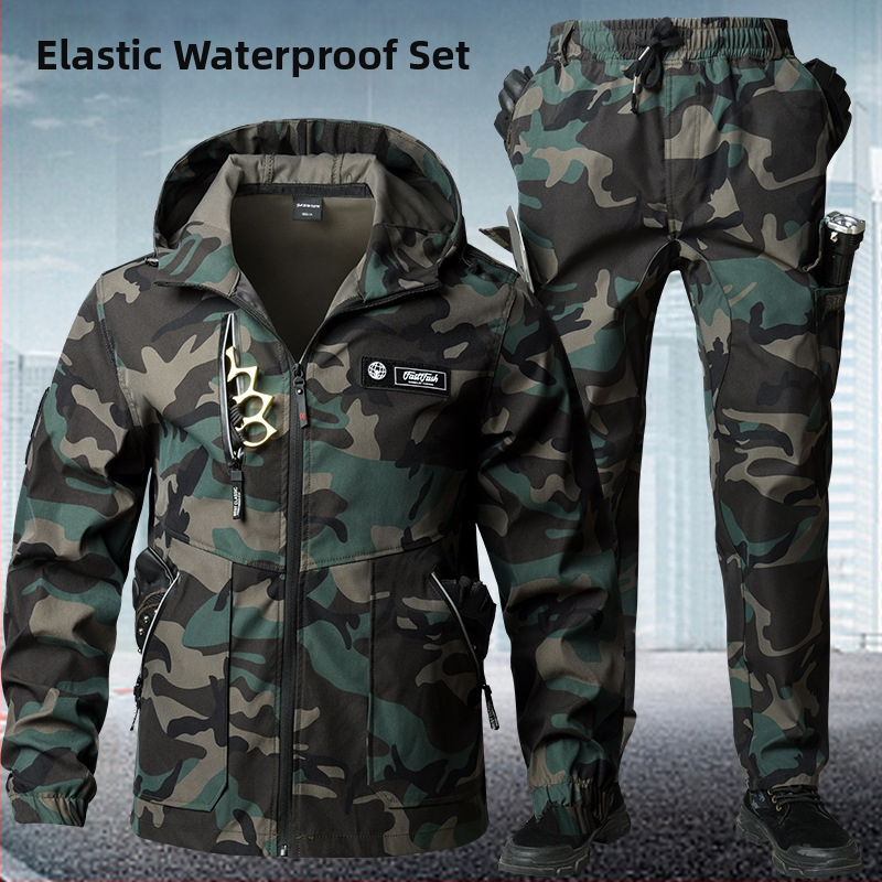 Unisex Darbo drabužių komplektas su kamufliažu, cheminių pluoštų mišinys, kvėpuojantis, atsparus dėvėjimuisi, pavasaris–ruduo