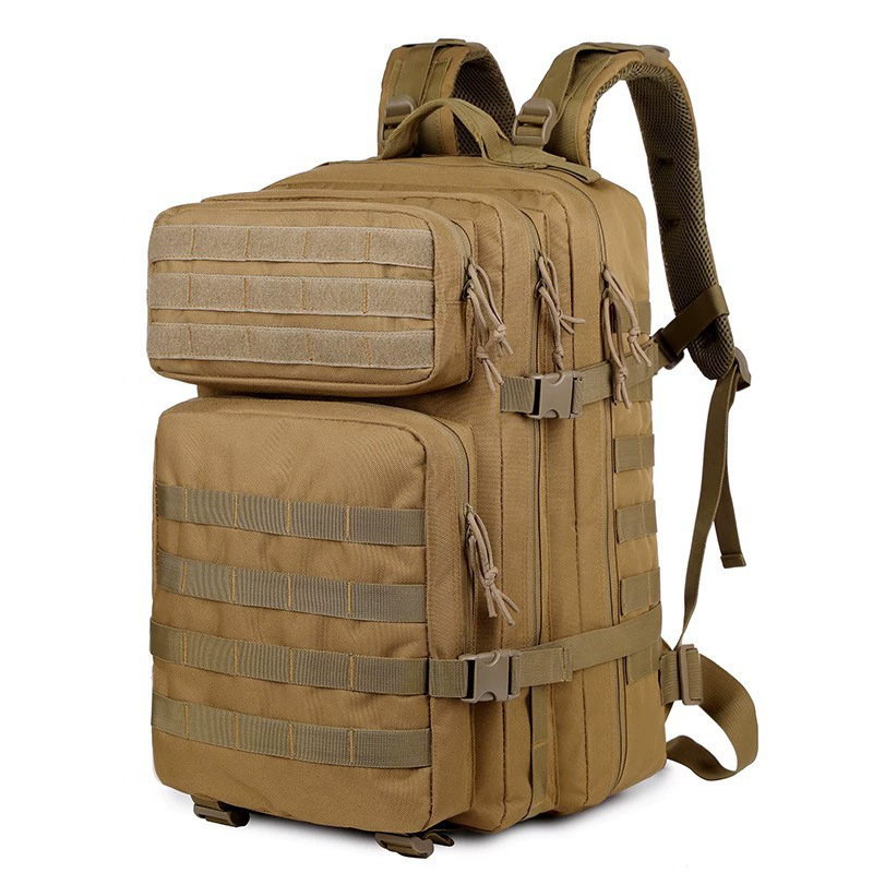 Taktiška žygio kuprinė - atspari vandeniui, atspari dėvėjimui, didelė talpa, oro pagalvės juostos, karinis maskavimas