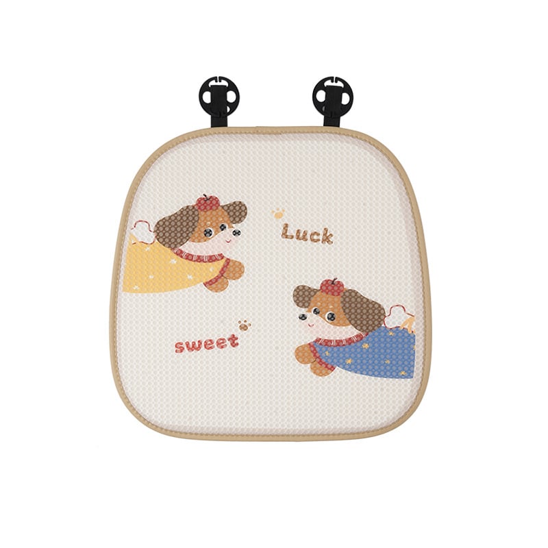 Κάλυμμα καθίσματος αυτοκινήτου - για όλες τις εποχές, χαριτωμένο σχέδιο κινούμένων σχεδίων, αναπνεύσιμο, επιφάνεια Ice Silk, γέμισμα σφουγγάρι, επίπεδο στυλ