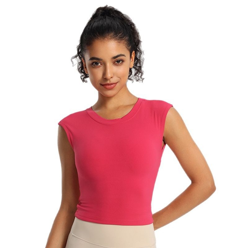 Top sport pentru femei fără mâneci, cu burete pentru bust, respirabil, uscare rapidă, elastic, spate deschis, pentru yoga și alergare