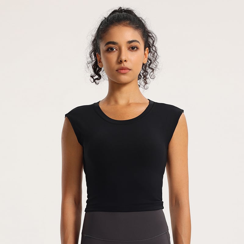 Top sport pentru femei fără mâneci, cu burete pentru bust, respirabil, uscare rapidă, elastic, spate deschis, pentru yoga și alergare