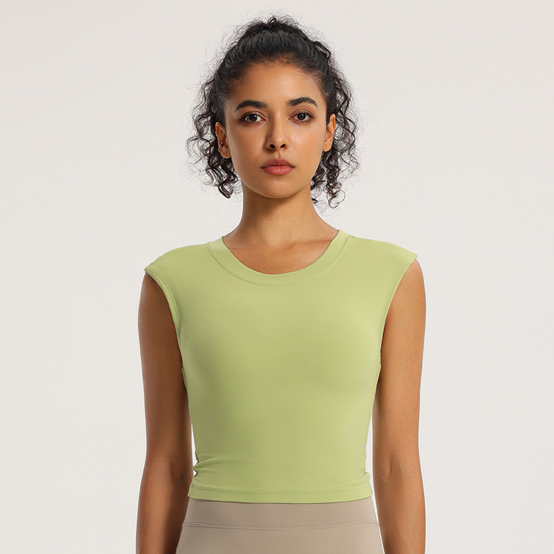 Top sport pentru femei fără mâneci, cu burete pentru bust, respirabil, uscare rapidă, elastic, spate deschis, pentru yoga și alergare