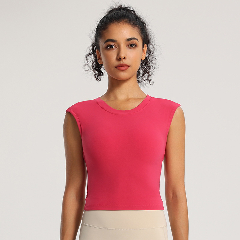 Top sport pentru femei fără mâneci, cu burete pentru bust, respirabil, uscare rapidă, elastic, spate deschis, pentru yoga și alergare