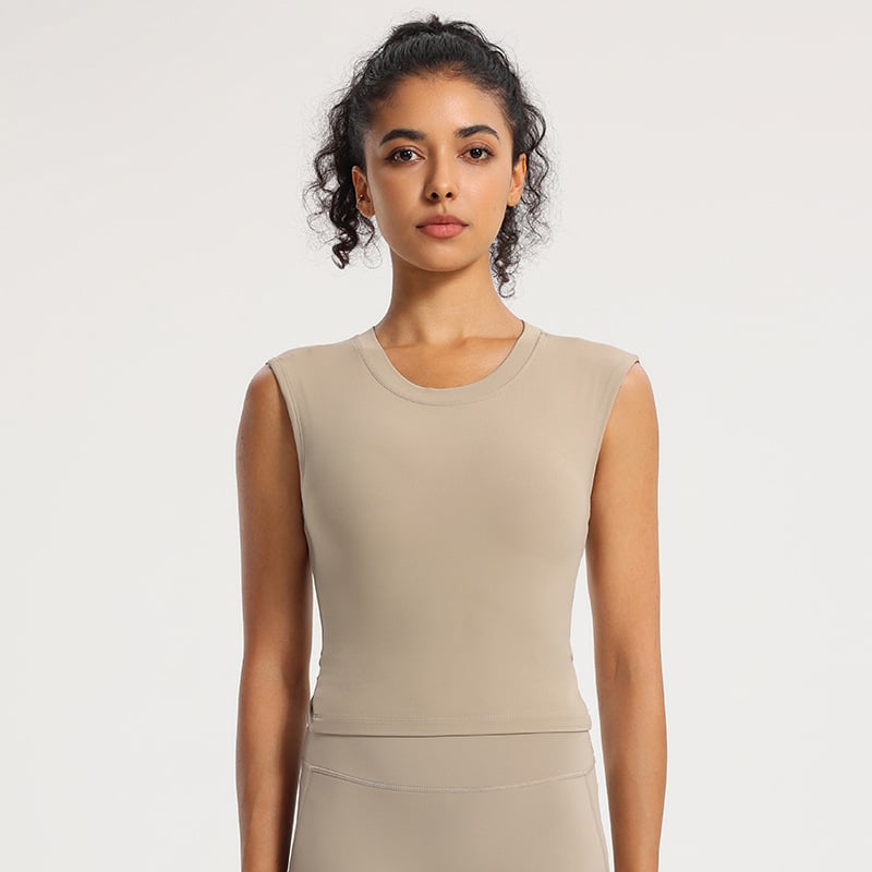 Top sport pentru femei fără mâneci, cu burete pentru bust, respirabil, uscare rapidă, elastic, spate deschis, pentru yoga și alergare