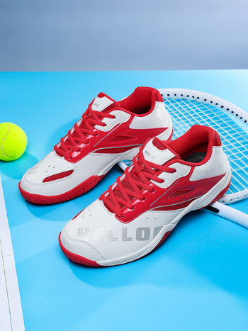 Unisex sportiniai bateliai badmintonui ir tenisui – kvėpuojanti tinklinė viršutinė dalis, karvių odos padas, EVA vidinė pagalvė, žemas viršus, elastinė užsegimo juosta