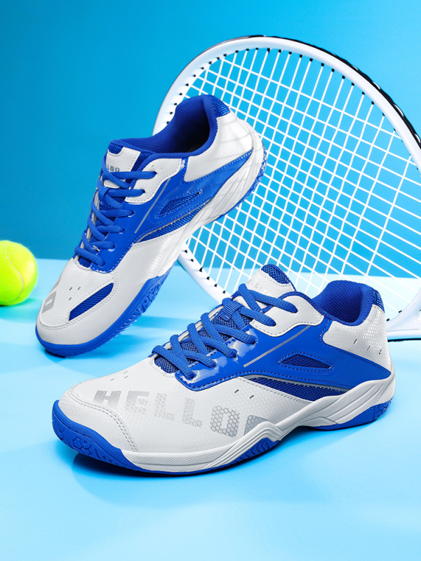 Unisex sportiniai bateliai badmintonui ir tenisui – kvėpuojanti tinklinė viršutinė dalis, karvių odos padas, EVA vidinė pagalvė, žemas viršus, elastinė užsegimo juosta