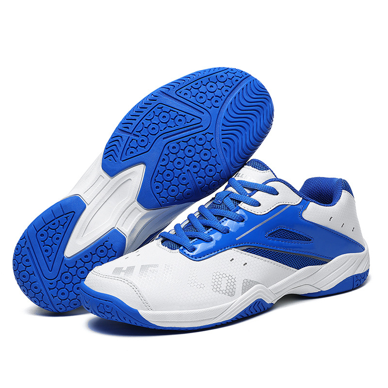 Unisex sportiniai bateliai badmintonui ir tenisui – kvėpuojanti tinklinė viršutinė dalis, karvių odos padas, EVA vidinė pagalvė, žemas viršus, elastinė užsegimo juosta