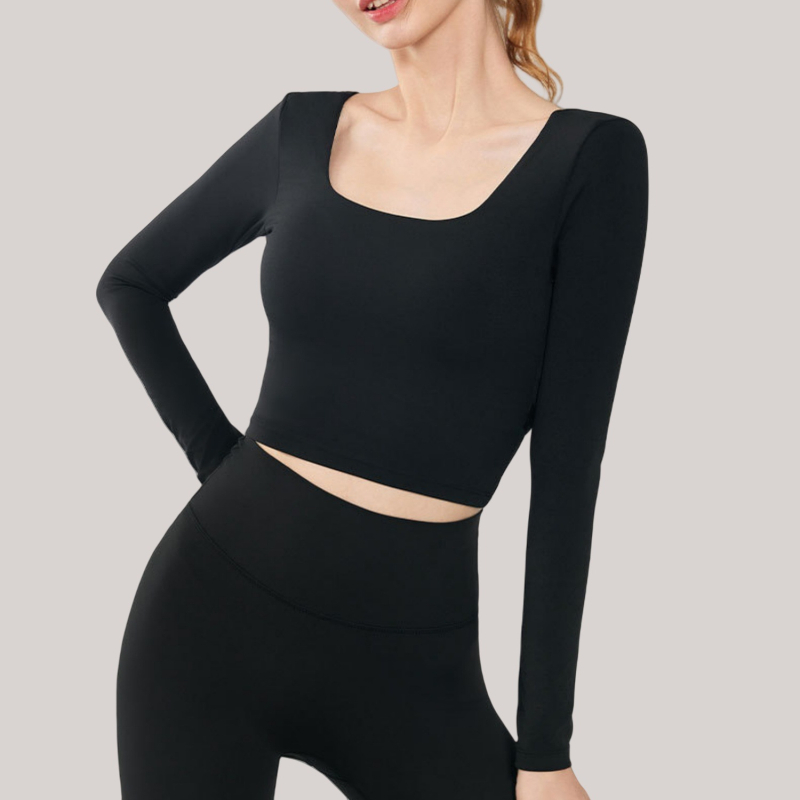 Ženski top za jogu s dugim rukavima, prozračan, uski kroj; materijal: Spandex; sastav materijala: 20%; podstava: Spandex; sastav podstav: 20%; model: MZ-214.