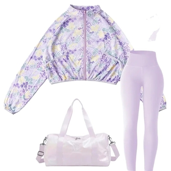 Ženský športový set s dlhými rukávmi: top s pulóverom a nohavice do dĺžky 9/10, zmes polyester-elastán, stredná elasticita, úzky strih spodnej časti