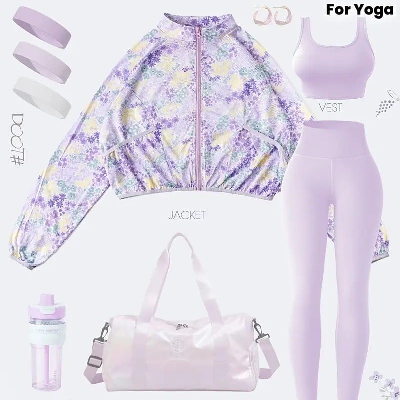 Ženský športový set s dlhými rukávmi: top s pulóverom a nohavice do dĺžky 9/10, zmes polyester-elastán, stredná elasticita, úzky strih spodnej časti