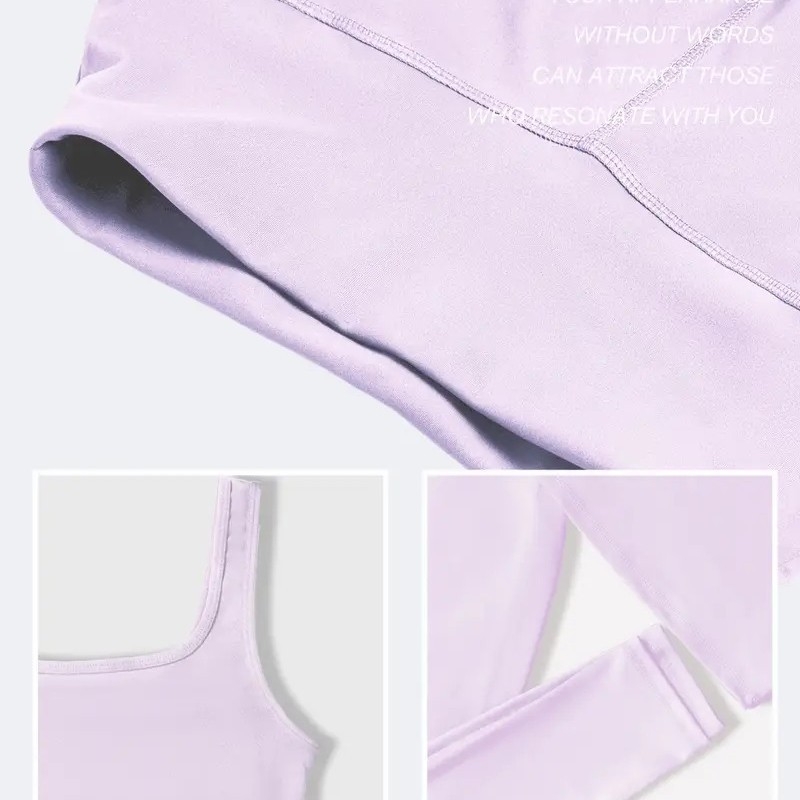 Ženský športový set s dlhými rukávmi: top s pulóverom a nohavice do dĺžky 9/10, zmes polyester-elastán, stredná elasticita, úzky strih spodnej časti