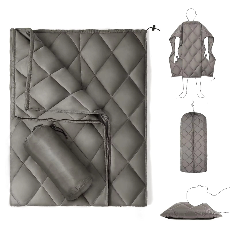 Vanjska deka 4-u-1, višefunkcionalna šivana deka, vodootporna, lagana za nošenje, s mogućnošću korištenja kao spavaća vreća i nosivi šal