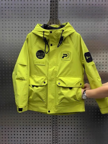 Jachetă pentru bărbați, primăvară- toamnă, cu glugă, stil coreean, croială Slim, fermoar, guler înălțat, țesătură Oxford poliester