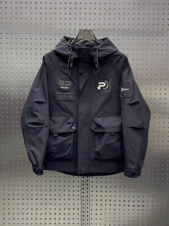 Jachetă pentru bărbați, primăvară- toamnă, cu glugă, stil coreean, croială Slim, fermoar, guler înălțat, țesătură Oxford poliester