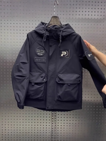 Jachetă pentru bărbați, primăvară- toamnă, cu glugă, stil coreean, croială Slim, fermoar, guler înălțat, țesătură Oxford poliester