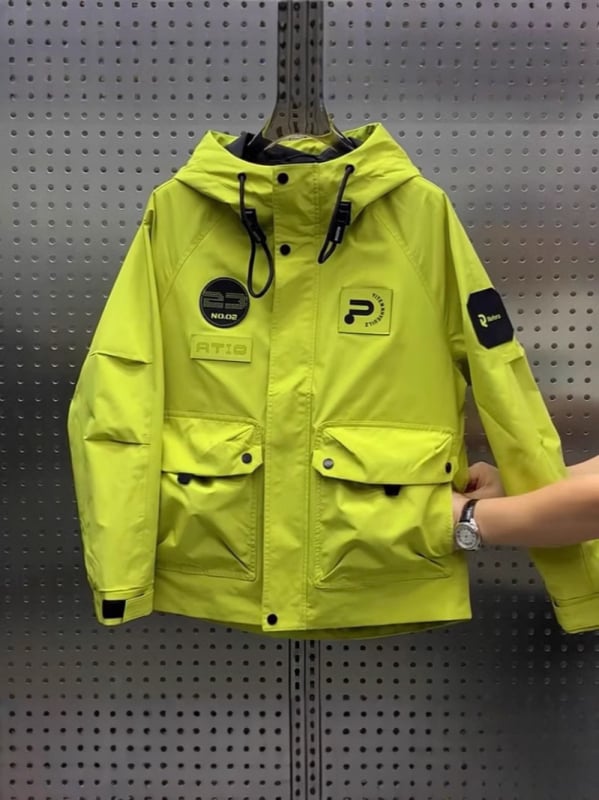 Jachetă pentru bărbați, primăvară- toamnă, cu glugă, stil coreean, croială Slim, fermoar, guler înălțat, țesătură Oxford poliester