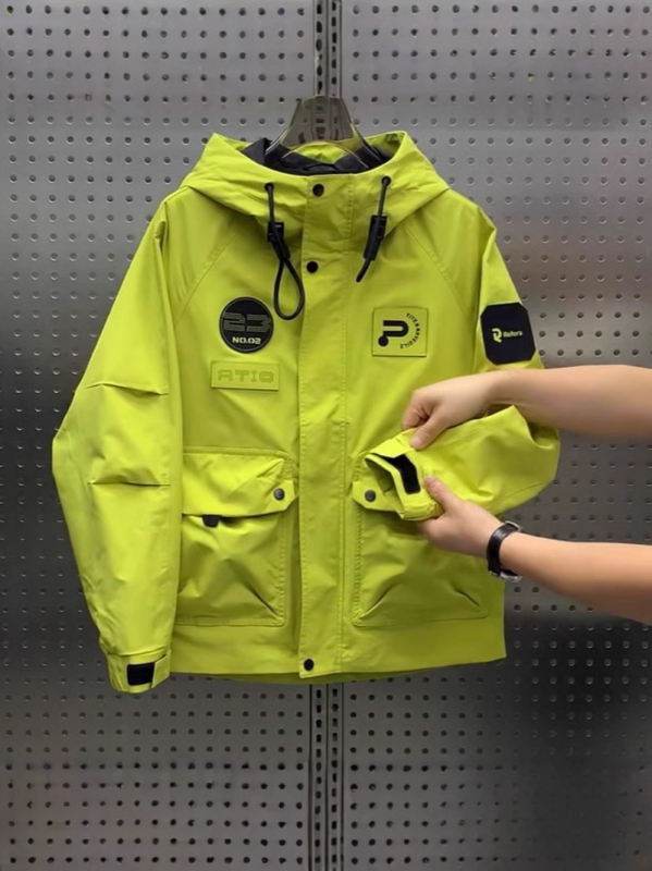 Jachetă pentru bărbați, primăvară- toamnă, cu glugă, stil coreean, croială Slim, fermoar, guler înălțat, țesătură Oxford poliester