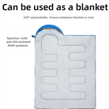 Ümbrise-tüüpi magamiskott täiskasvanutele, kogu aasta kasutamiseks, tühja puuvillase täidisega, polüester vooder, polüester-siinise materjal, kaal 2,5 kg