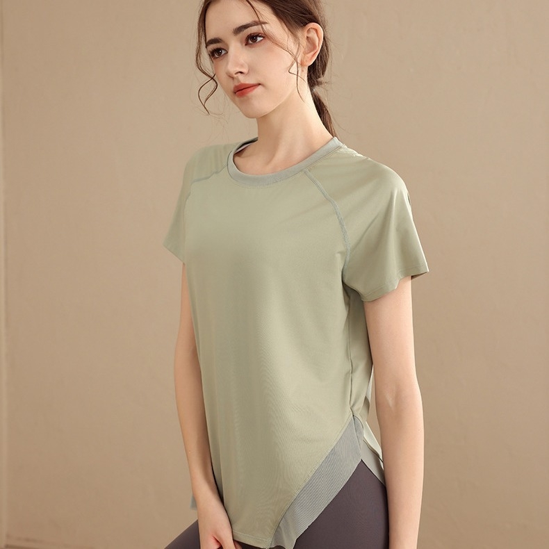 Ženski sport tops s opuštenim krojem, kratki rukav, za jogu i fitness, poliester-spandeks mješavina 80%/20%, 2024 izdanje