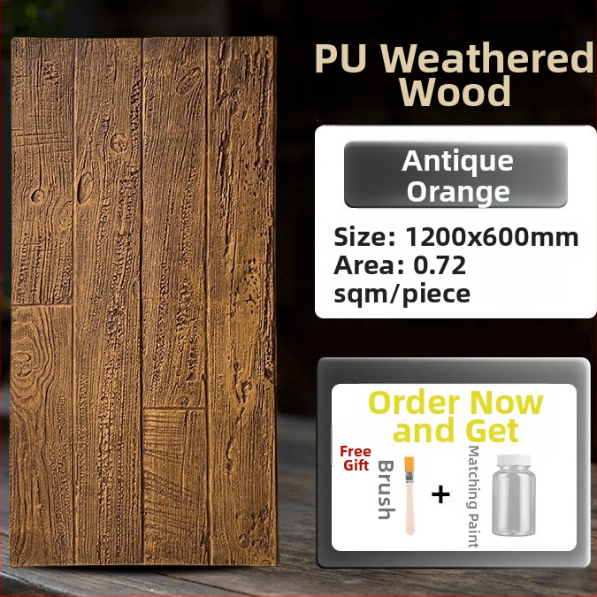 Antikinės plytos sienų plokštė su PU medienos imitacija, Europos klasikinis stilius, matinis paviršius, poliuretano gaminys