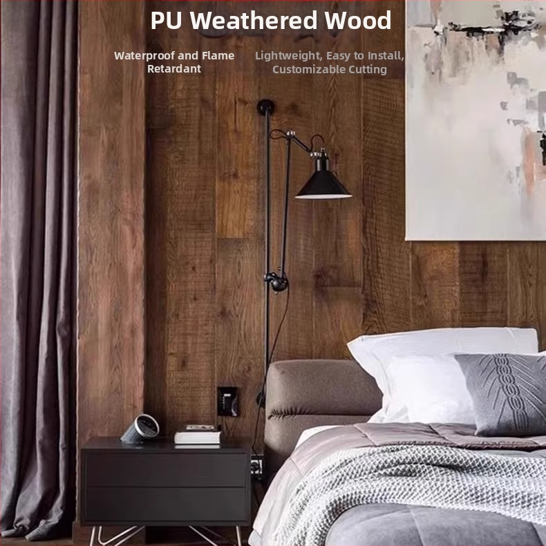 Antīkā ķieģeļu sienas panelis ar PU koka imitāciju, Eiropas klasiskā stila, matēta virsma, poliuretāna izstrāde