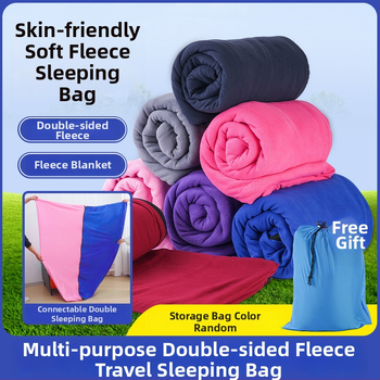 Apvalkline stiliaus fliso miegmaišis lauko naudojimui, su velvetine vidine danga, polar fleece audinys, suaugusiesiems, 600 g