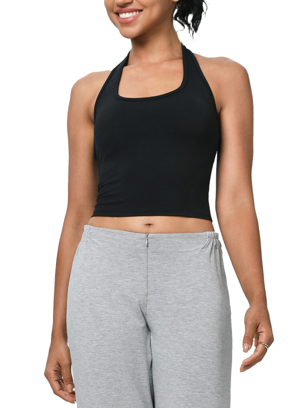 Sporta krūšturis ar spilventiņu, augsta atbalsta sniegums, halter kakla siksnas, neilons 75% / spandex 25%, pilns krūšu kauss, formēts kauss ar plānu augšpusi un biezu apakšu